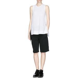 Helmet Lang Side Zip High-Low Crepe Tank Top